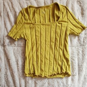 Green/yellow square neck crop top